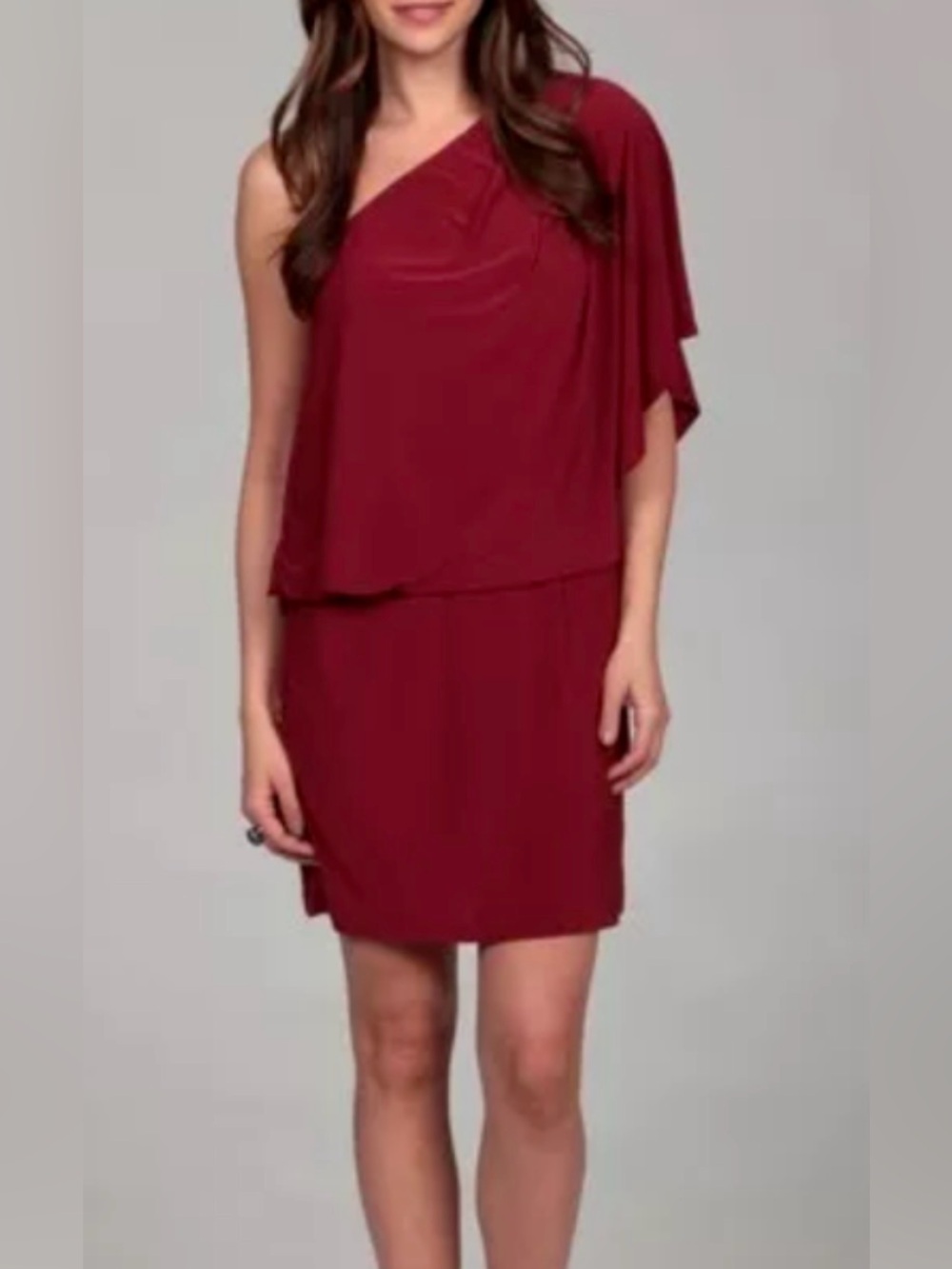 Jessica Simpson One-Shoulder Burgundy Cocktail Dress